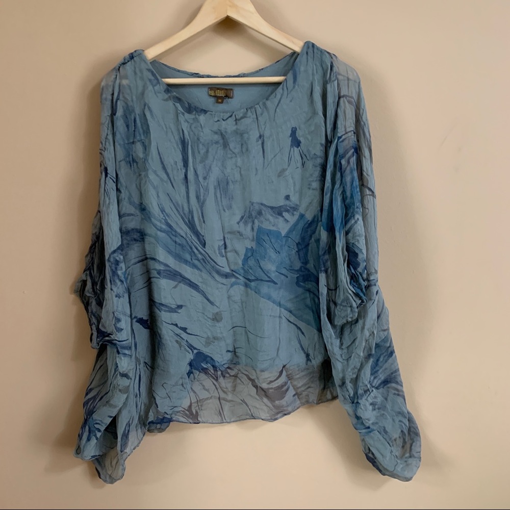 Amanti Silk Top Boat Neck Blouse, Made in Italy